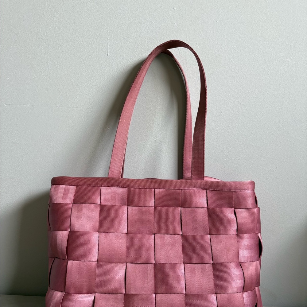 Chic Pink Basket-Weave Tote Bag